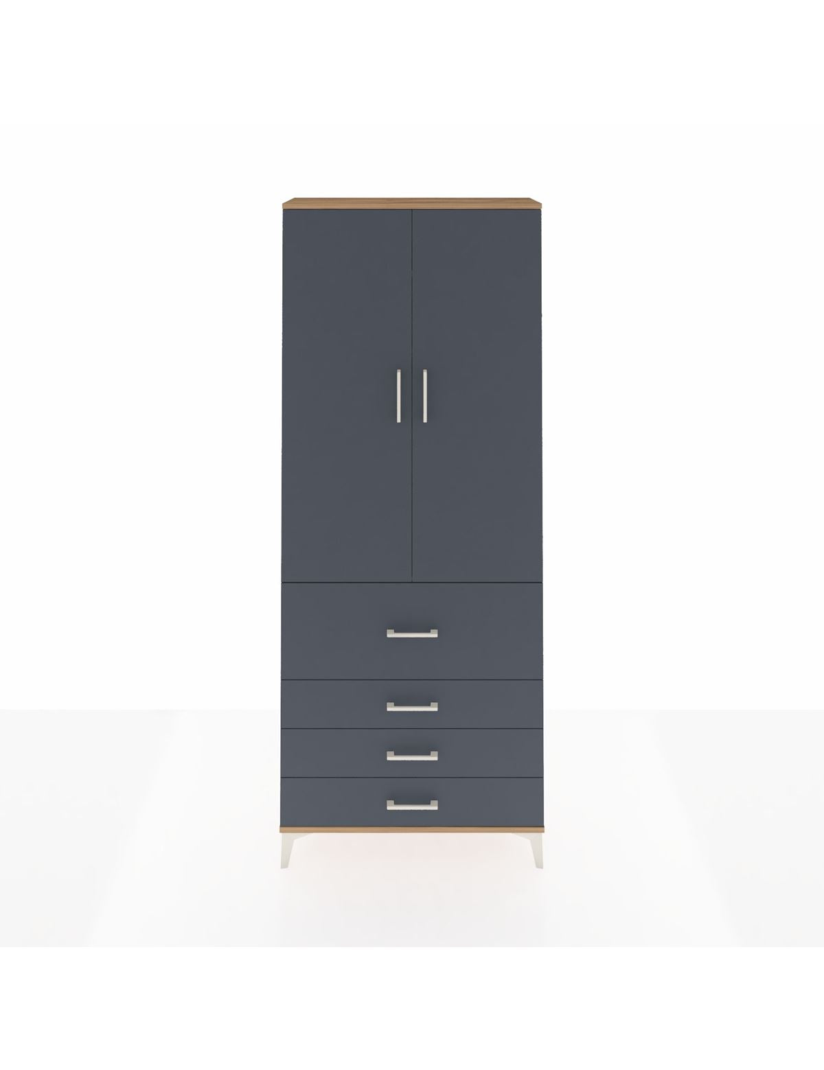 Arges Dolap 2 Raflı 4 Çekmeceli Tek Askılı 88x30x221 - S30M088V8A