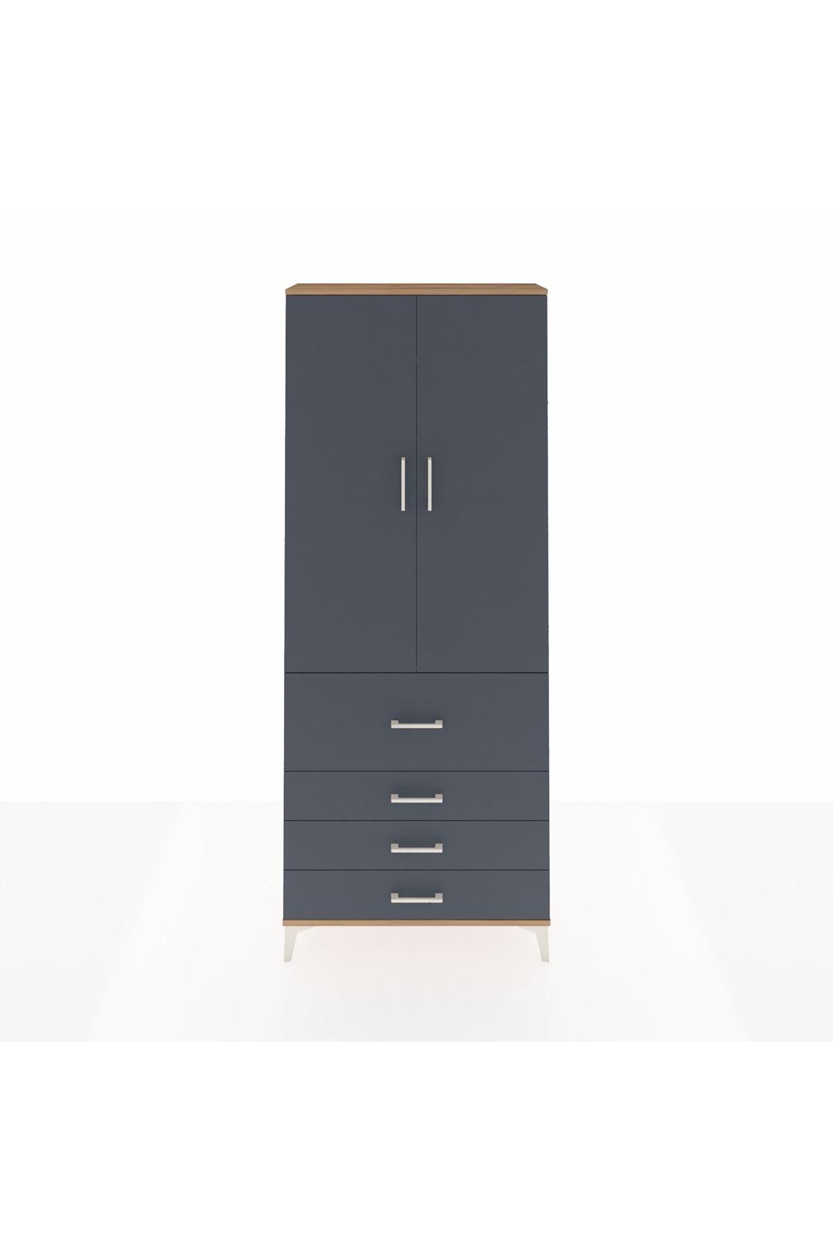 Arges Dolap 2 Raflı 4 Çekmeceli Tek Askılı 88x30x221 - S30M088V8A