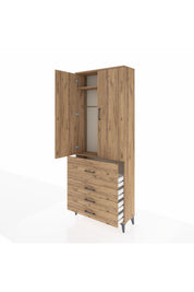 Arges Dolap 2 Raflı 4 Çekmeceli Tek Askılı 88x30x221 - S30M088V9A
