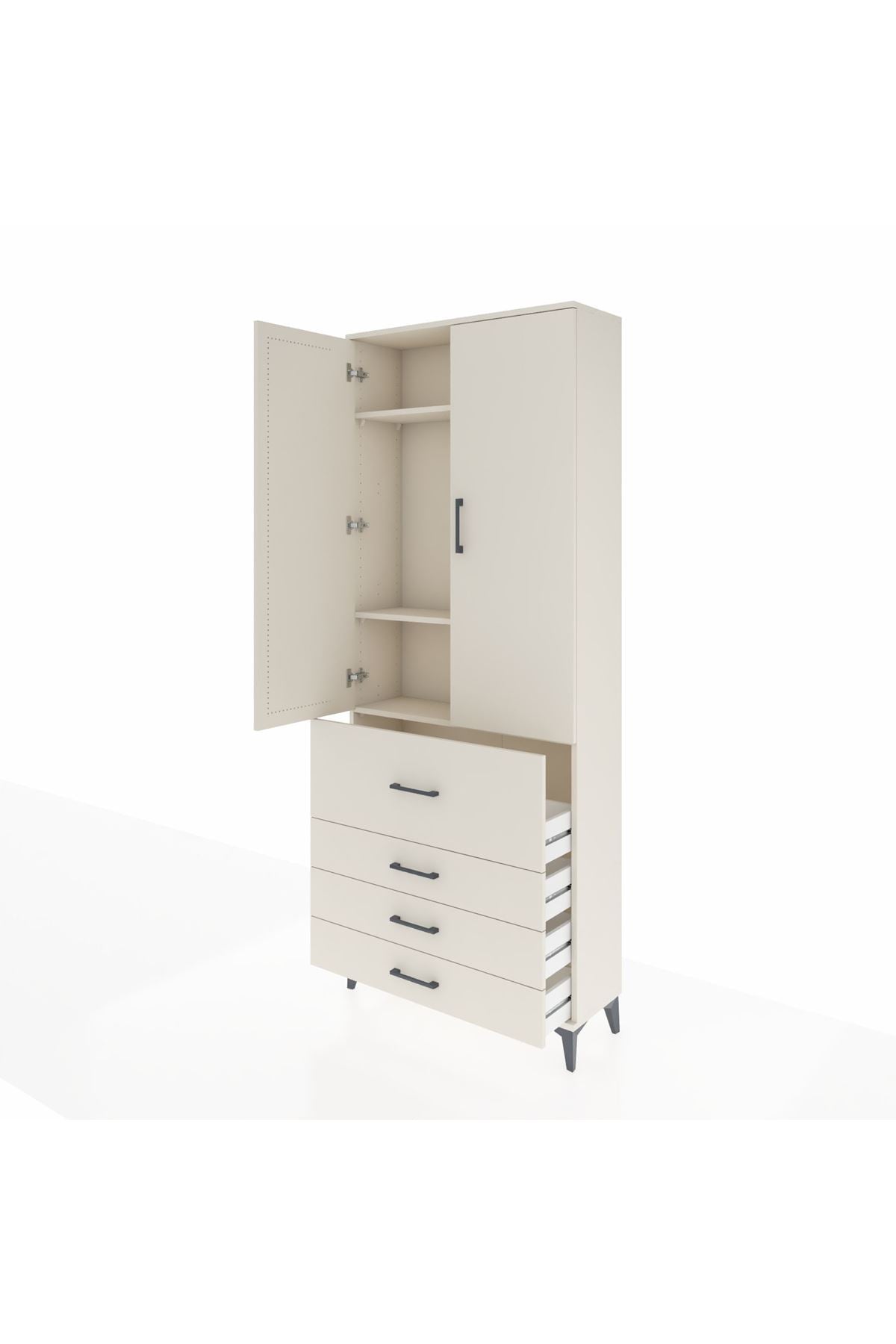 Arges Dolap 3 Raflı 4 Çekmeceli 2 Kapaklı 88x30x221 - S30M089V1A