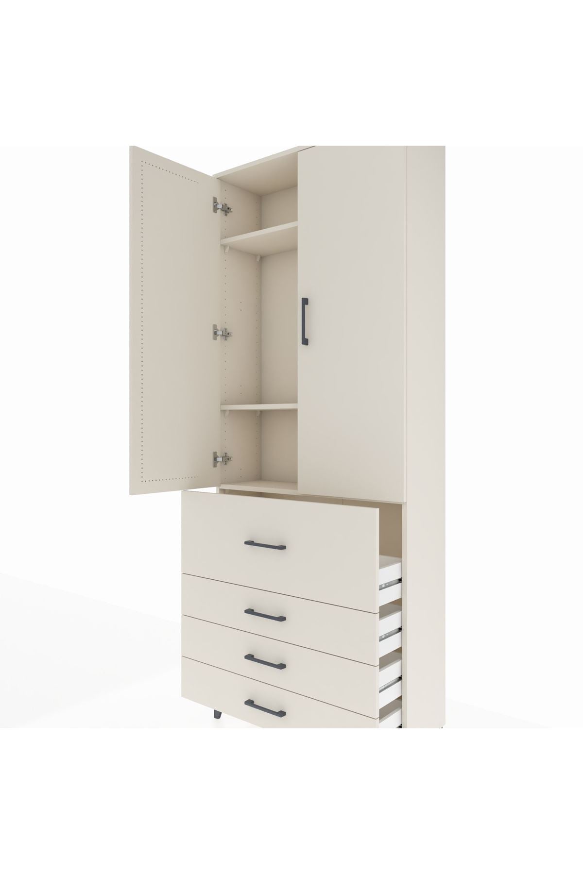 Arges Dolap 3 Raflı 4 Çekmeceli 2 Kapaklı 88x30x221 - S30M089V1A