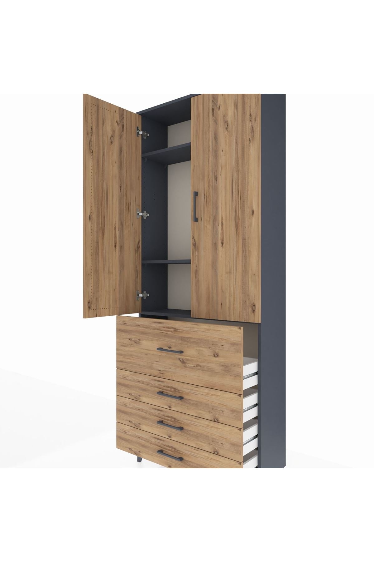 Arges Dolap 3 Raflı 4 Çekmeceli 2 Kapaklı 88x30x221 - S30M089V6A
