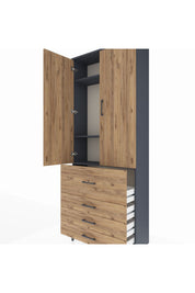 Arges Dolap 3 Raflı 4 Çekmeceli 2 Kapaklı 88x30x221 - S30M089V6A