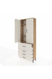 Arges Dolap 3 Raflı 4 Çekmeceli 2 Kapaklı 88x30x221 - S30M089V7A