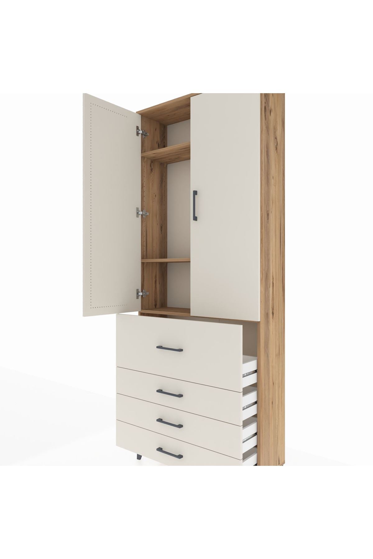 Arges Dolap 3 Raflı 4 Çekmeceli 2 Kapaklı 88x30x221 - S30M089V7A