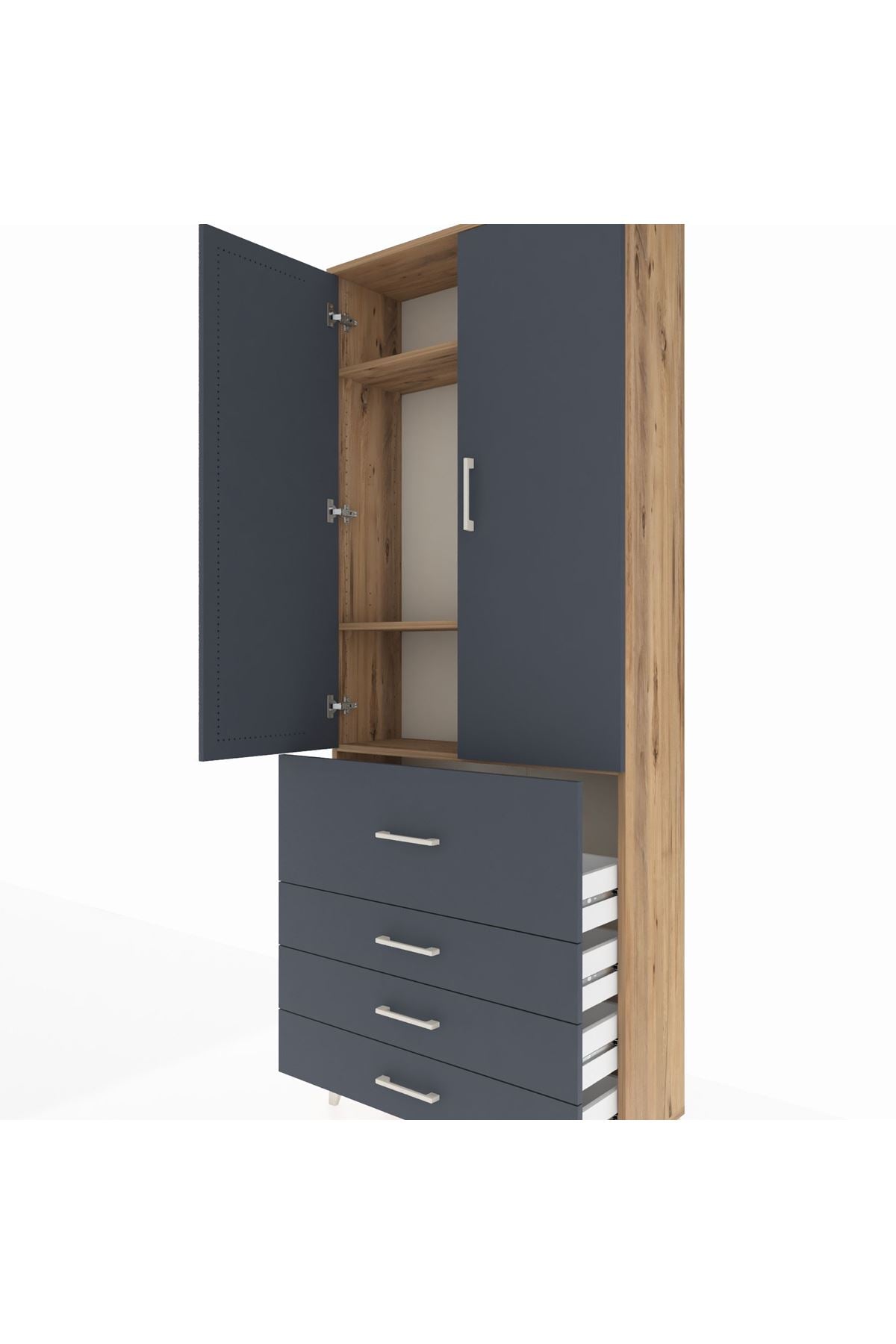 Arges Dolap 3 Raflı 4 Çekmeceli 2 Kapaklı 88x30x221 - S30M089V8A