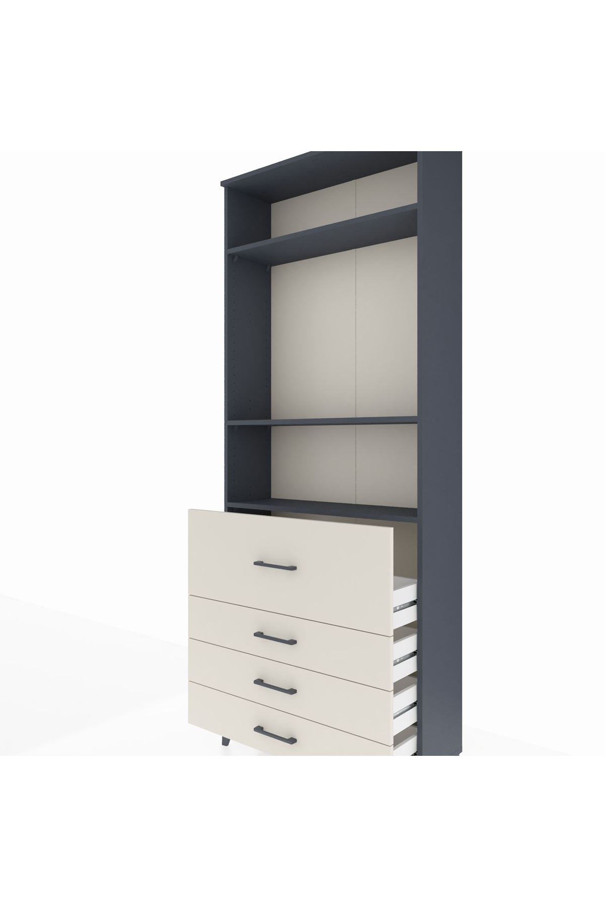 Arges Dolap 3 Raflı 4 Çekmeceli 88x30x221 - S30M090V4A