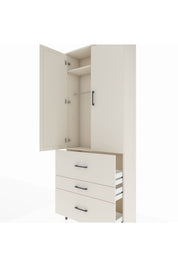 Arges Dolap 2 Raflı 3 Çekmeceli Tek Askılı 88x30x221 - S30M091V1A