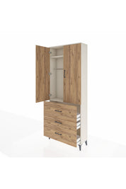 Arges Dolap 2 Raflı 3 Çekmeceli Tek Askılı 88x30x221 - S30M091V3A