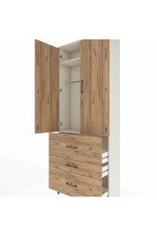Arges Dolap 2 Raflı 3 Çekmeceli Tek Askılı 88x30x221 - S30M091V3A