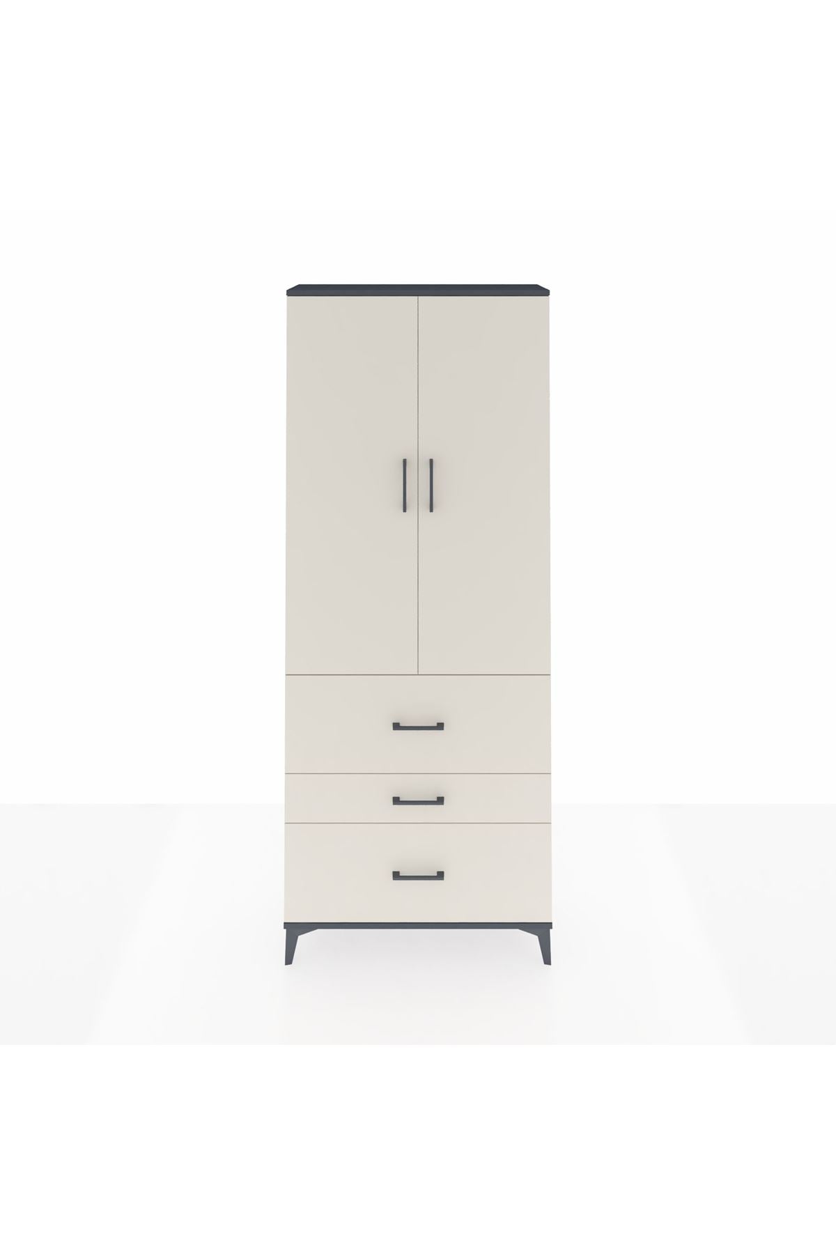 Arges Dolap 2 Raflı 3 Çekmeceli Tek Askılı 88x30x221 - S30M091V4A