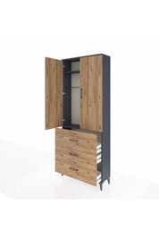 Arges Dolap 2 Raflı 3 Çekmeceli Tek Askılı 88x30x221 - S30M091V6A