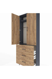 Arges Dolap 2 Raflı 3 Çekmeceli Tek Askılı 88x30x221 - S30M091V6A