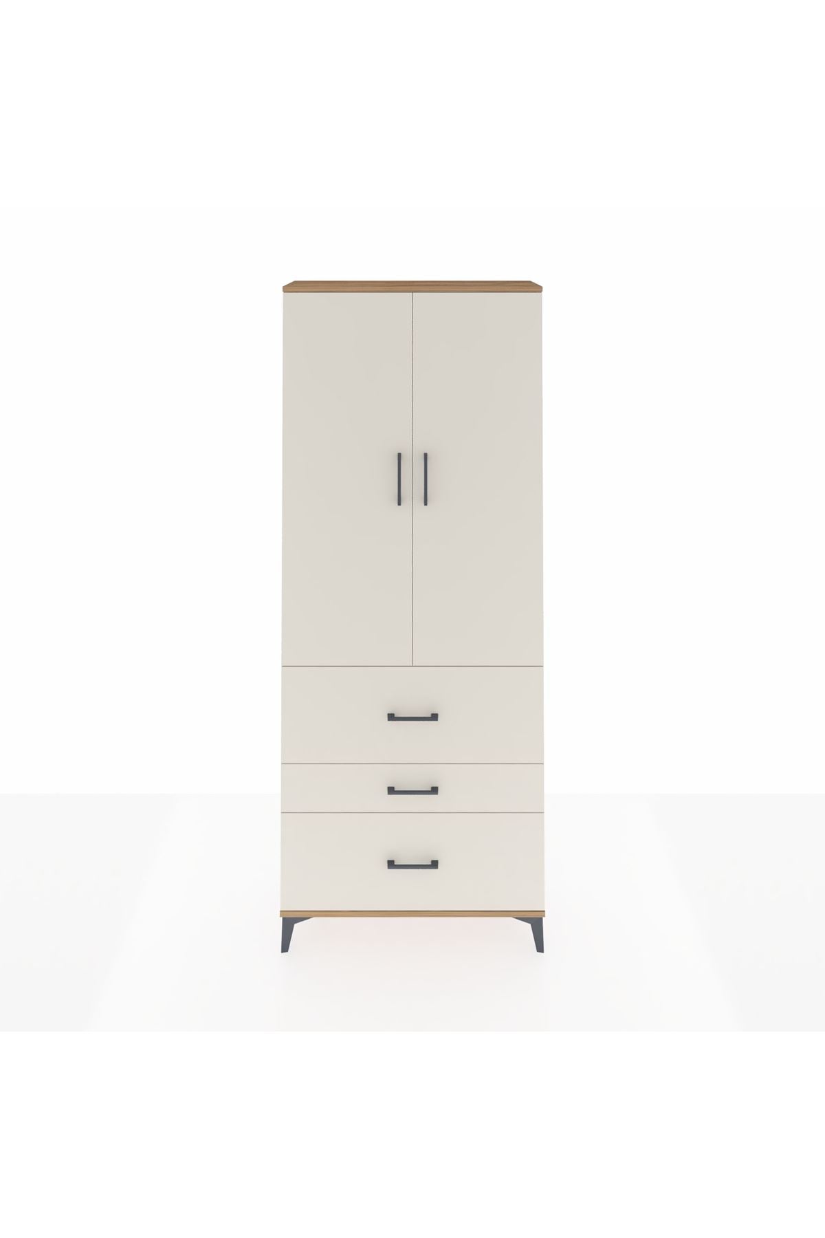 Arges Dolap 2 Raflı 3 Çekmeceli Tek Askılı 88x30x221 - S30M091V7A