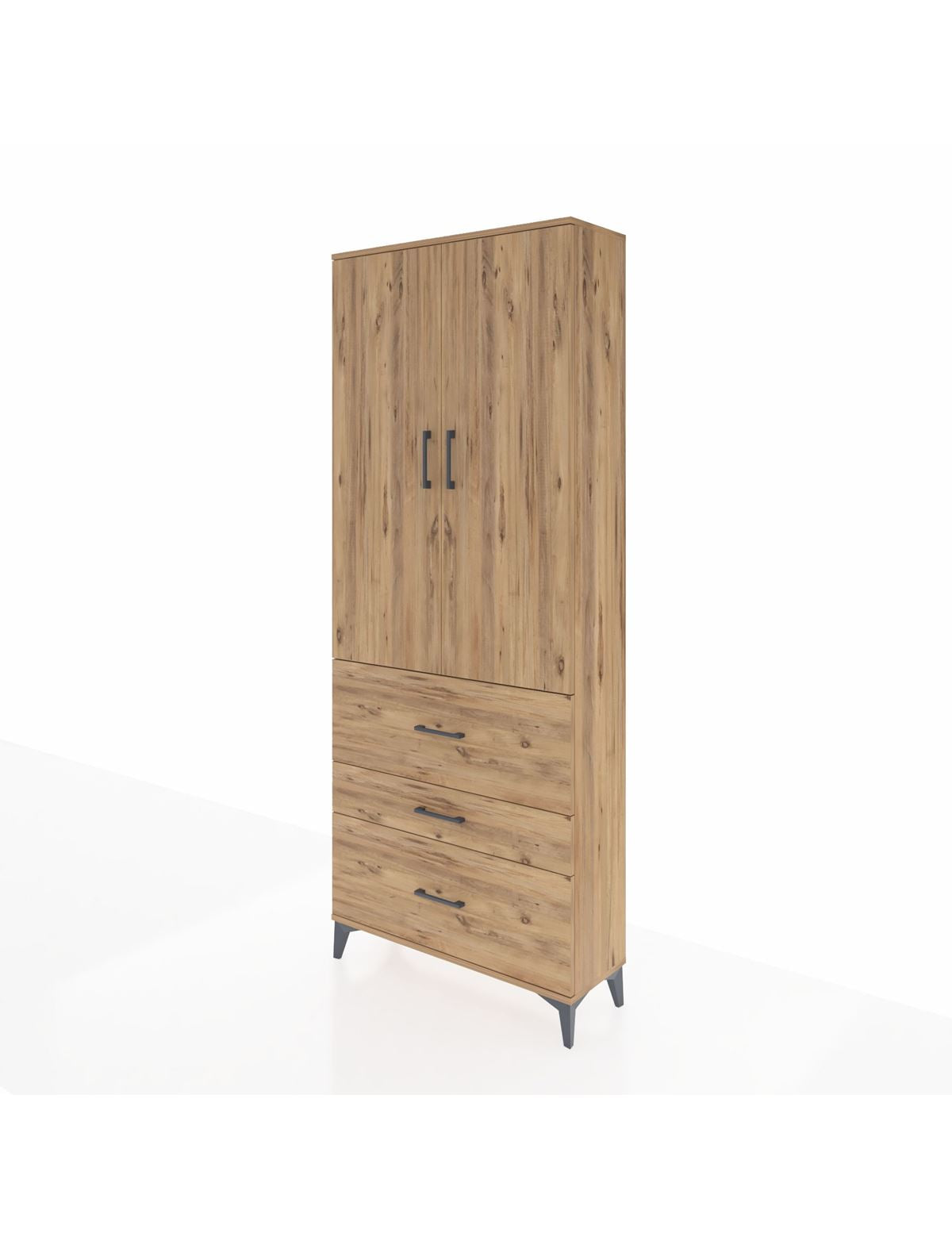 Arges Dolap 2 Raflı 3 Çekmeceli Tek Askılı 88x30x221 - S30M091V9A