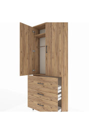 Arges Dolap 2 Raflı 3 Çekmeceli Tek Askılı 88x30x221 - S30M091V9A