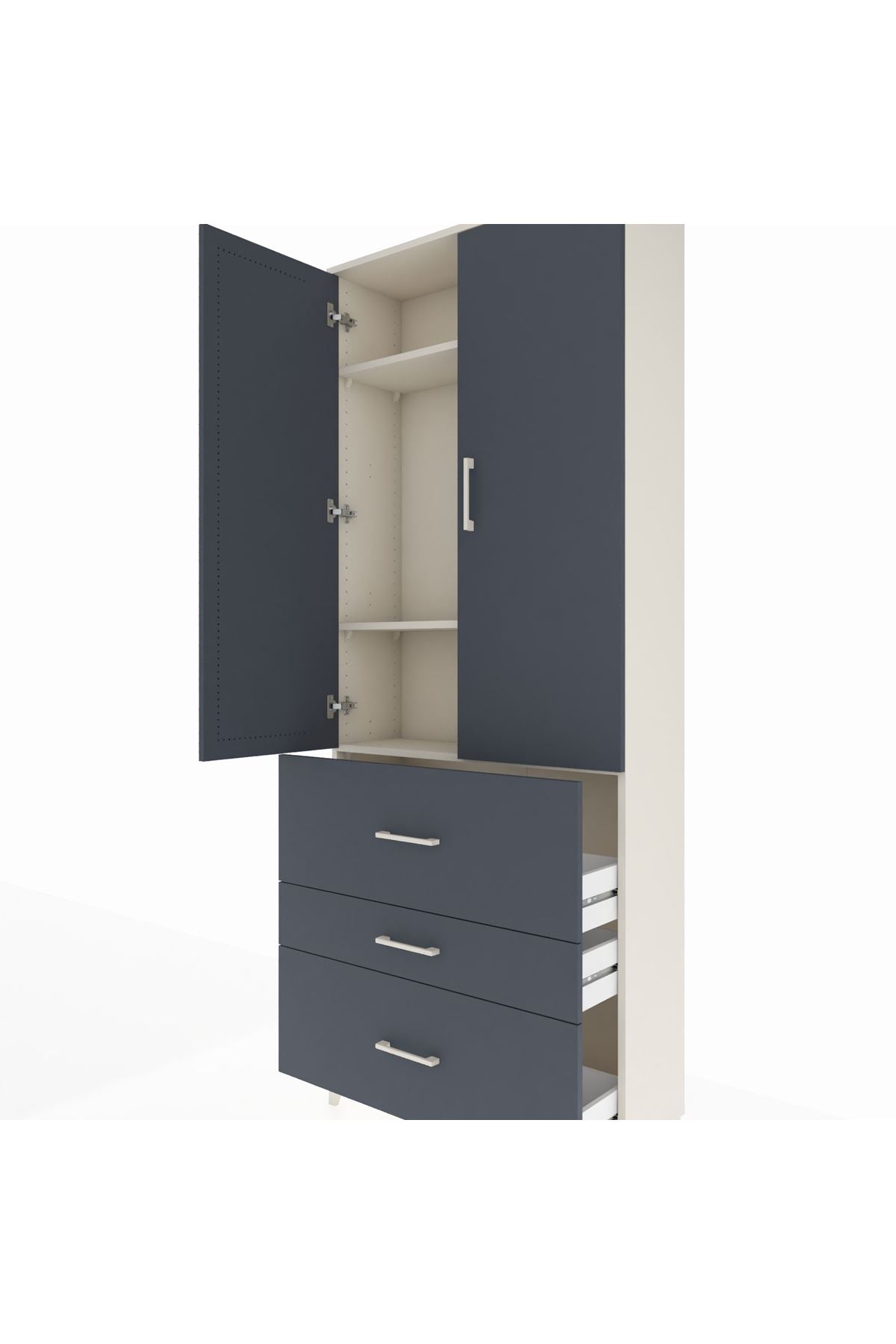 Arges Dolap 3 Raflı 3 Çekmeceli 2 Kapaklı 88x30x221 - S30M092V2A