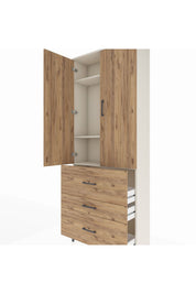 Arges Dolap 3 Raflı 3 Çekmeceli 2 Kapaklı 88x30x221 - S30M092V3A