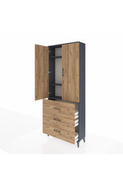 Arges Dolap 3 Raflı 3 Çekmeceli 2 Kapaklı 88x30x221 - S30M092V6A