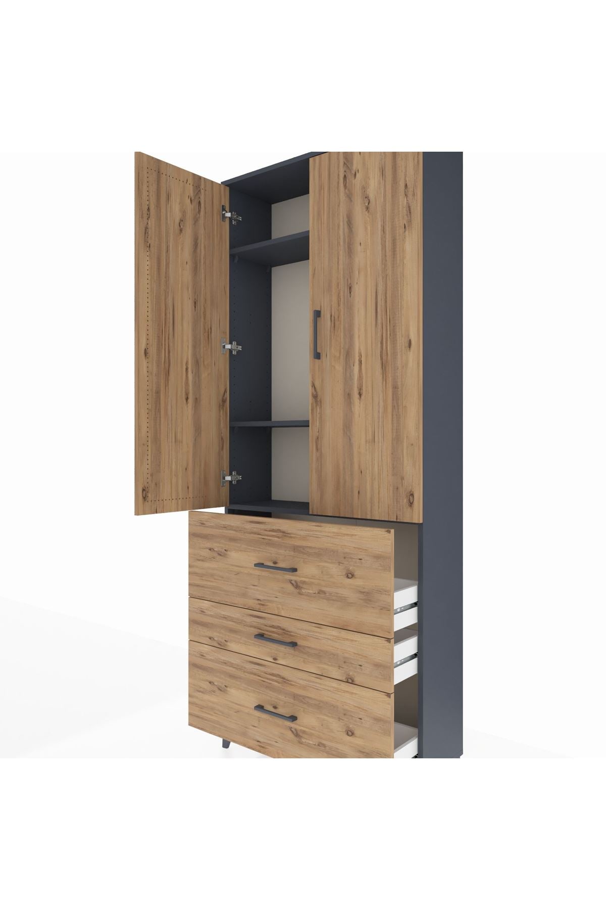 Arges Dolap 3 Raflı 3 Çekmeceli 2 Kapaklı 88x30x221 - S30M092V6A