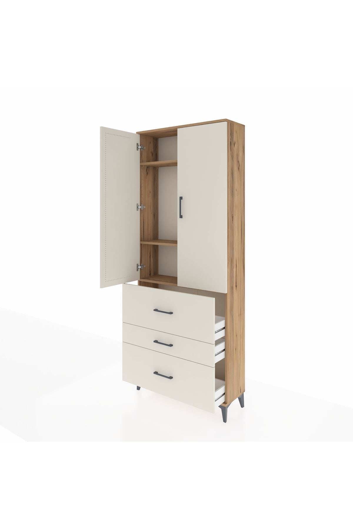 Arges Dolap 3 Raflı 3 Çekmeceli 2 Kapaklı 88x30x221 - S30M092V7A