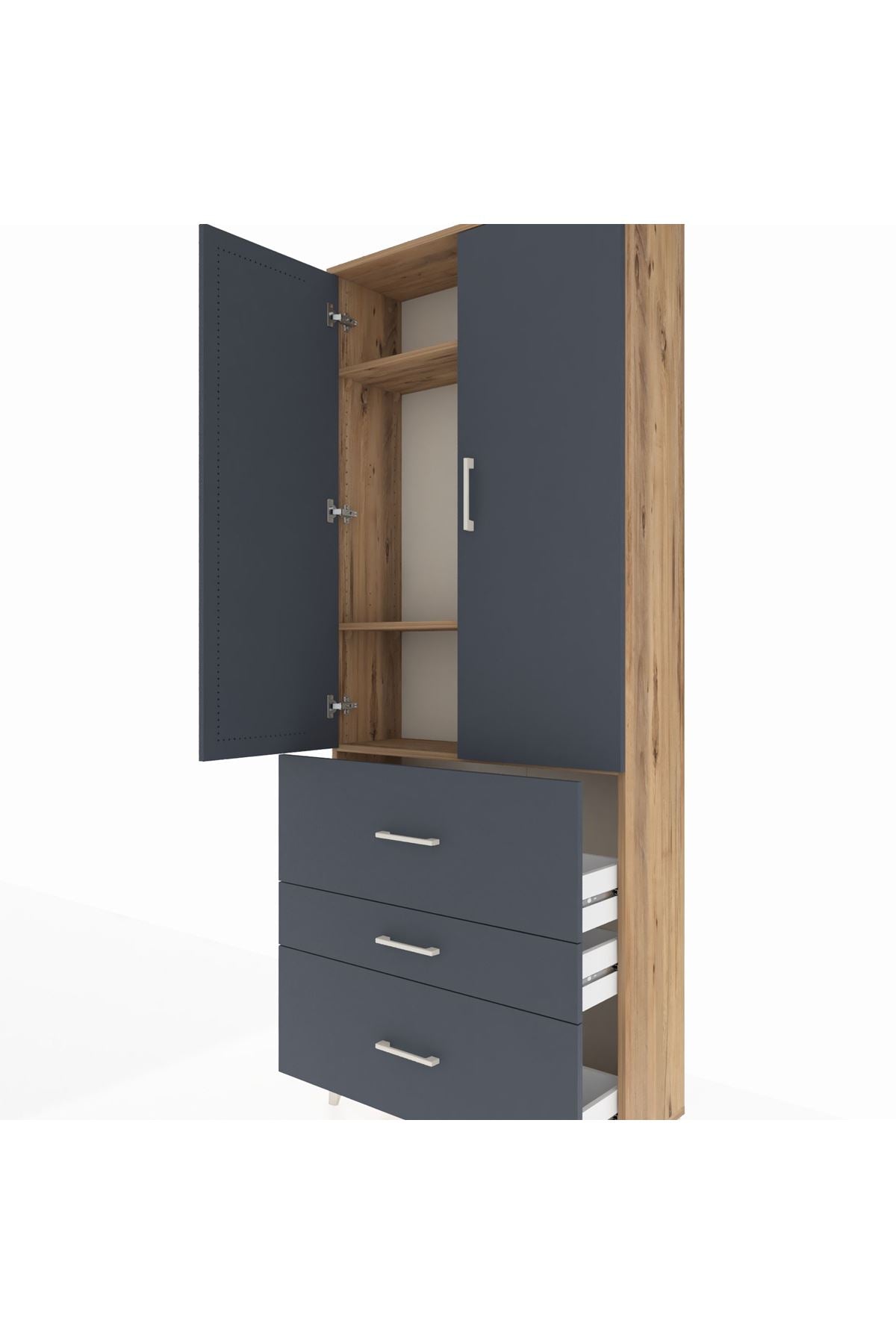 Arges Dolap 3 Raflı 3 Çekmeceli 2 Kapaklı 88x30x221 - S30M092V8A