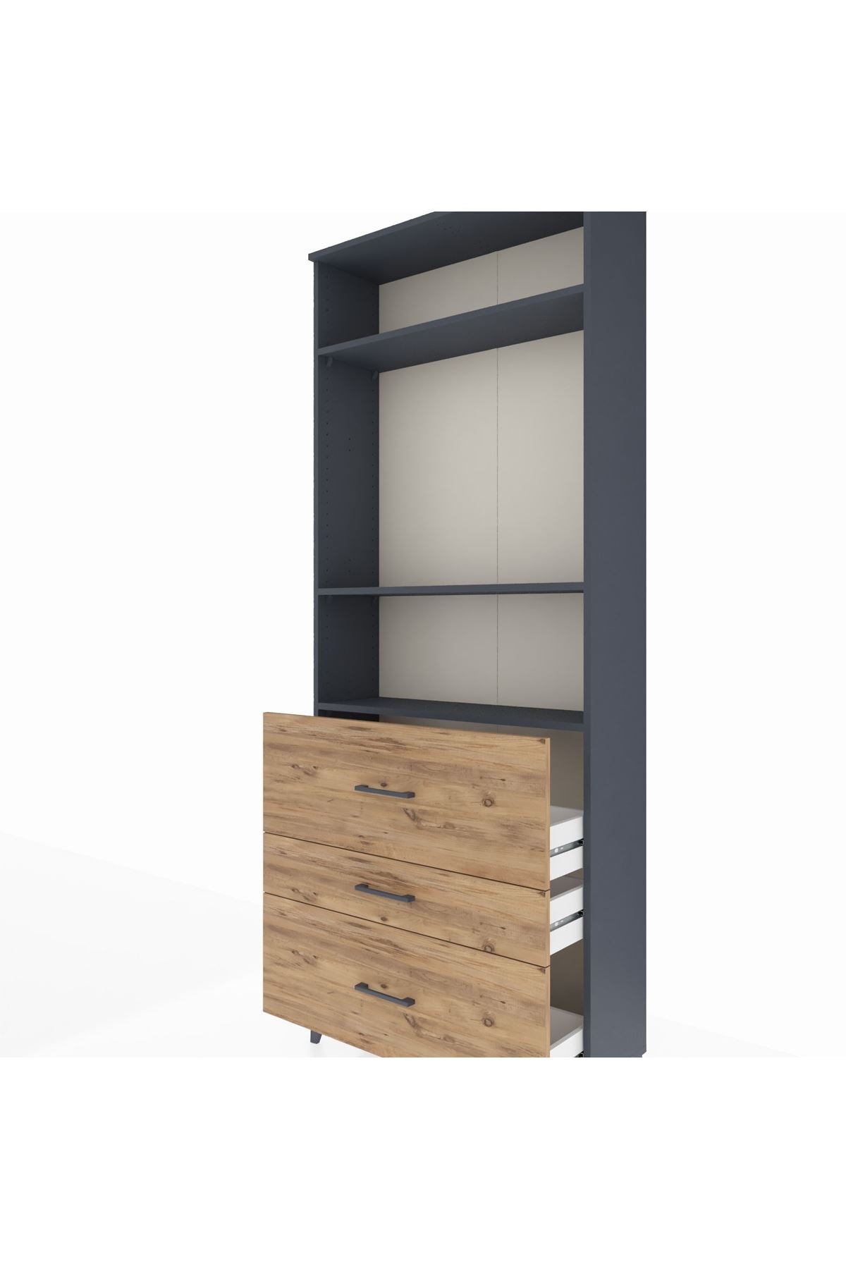 Arges Dolap 3 Raflı 3 Çekmeceli 88x30x221 - S30M093V6A
