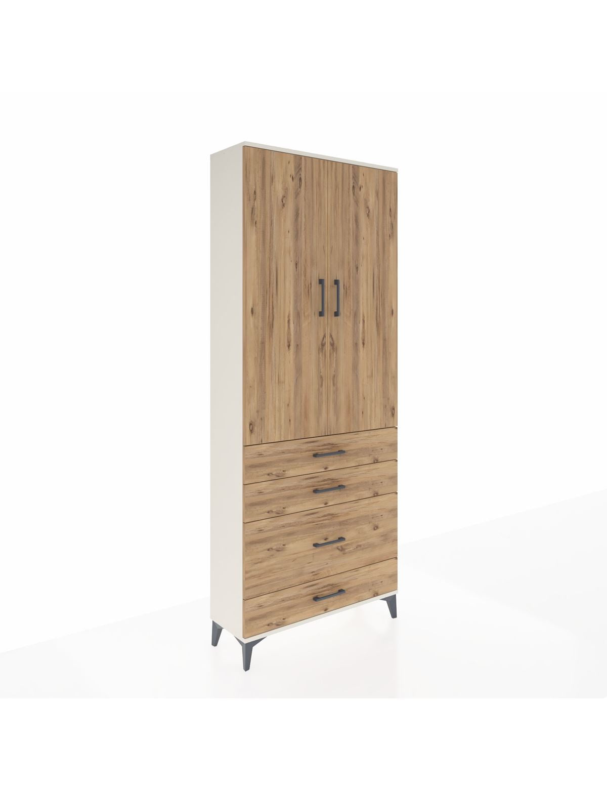Arges Dolap 2 Raflı 4 Çekmeceli Tek Askılı 88x30x221 - S30M094V3A