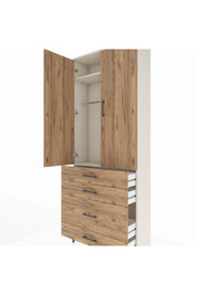 Arges Dolap 2 Raflı 4 Çekmeceli Tek Askılı 88x30x221 - S30M094V3A