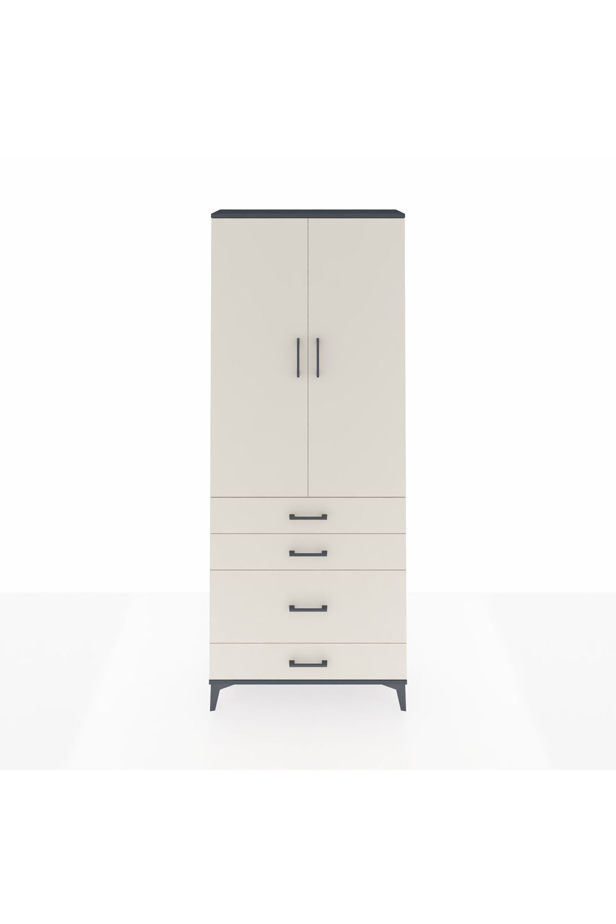 Arges Dolap 2 Raflı 4 Çekmeceli Tek Askılı 88x30x221 - S30M094V4A