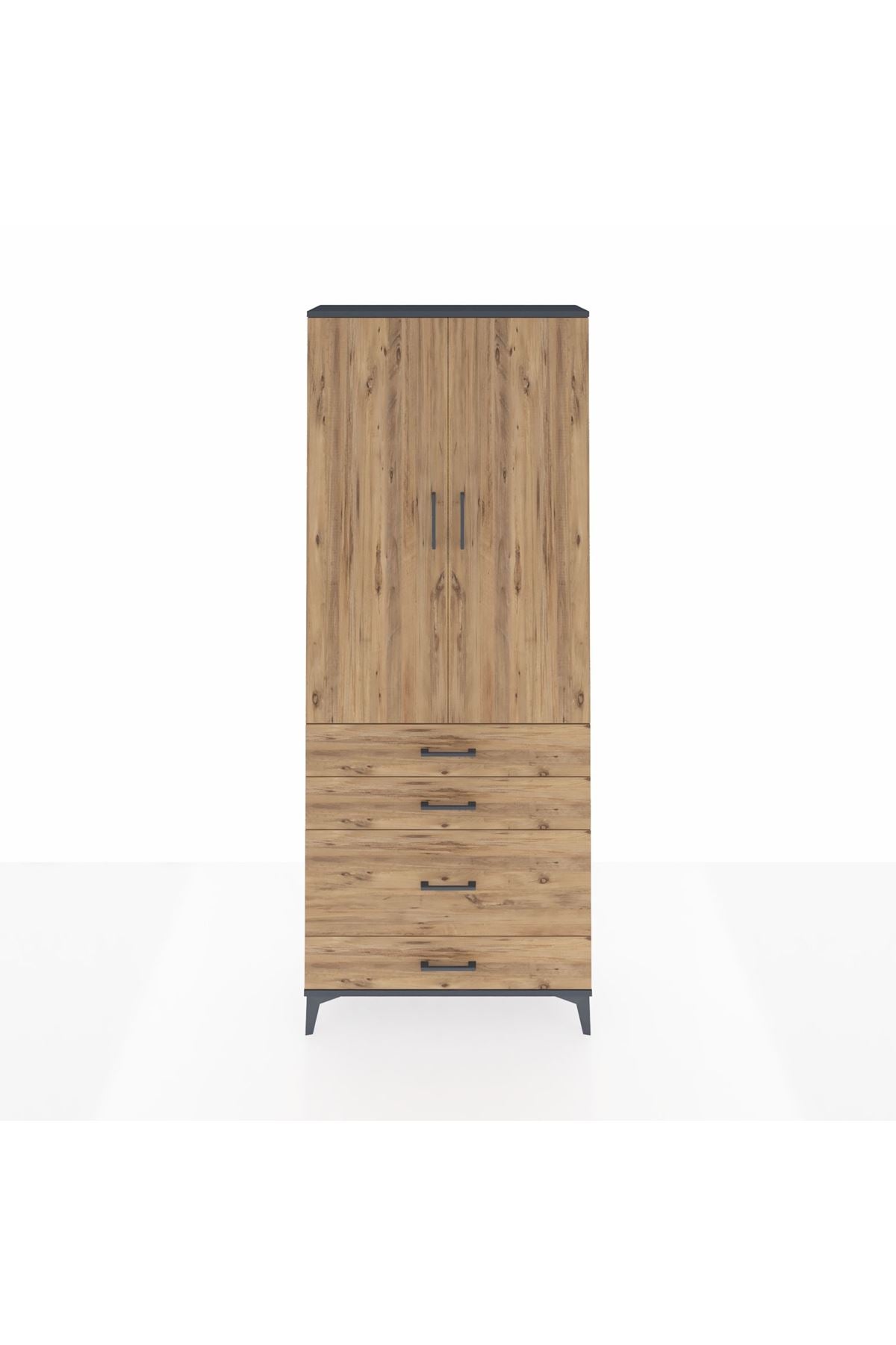 Arges Dolap 2 Raflı 4 Çekmeceli Tek Askılı 88x30x221 - S30M094V6A