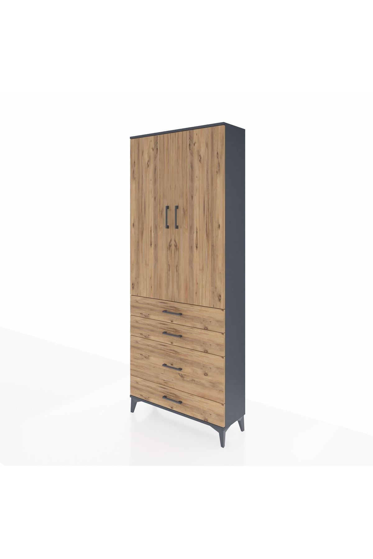 Arges Dolap 2 Raflı 4 Çekmeceli Tek Askılı 88x30x221 - S30M094V6A