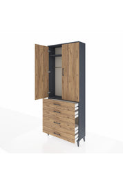 Arges Dolap 2 Raflı 4 Çekmeceli Tek Askılı 88x30x221 - S30M094V6A