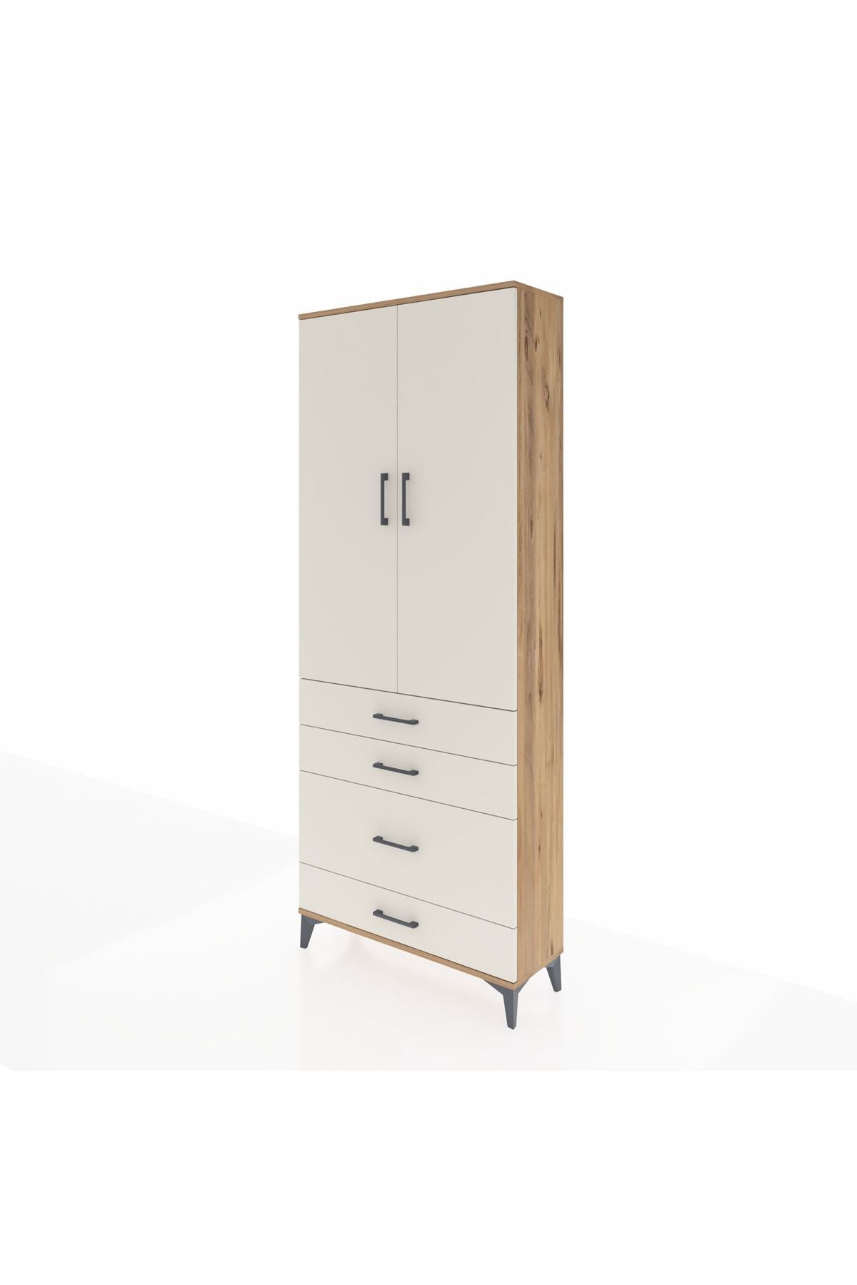 Arges Dolap 2 Raflı 4 Çekmeceli Tek Askılı 88x30x221 - S30M094V7A