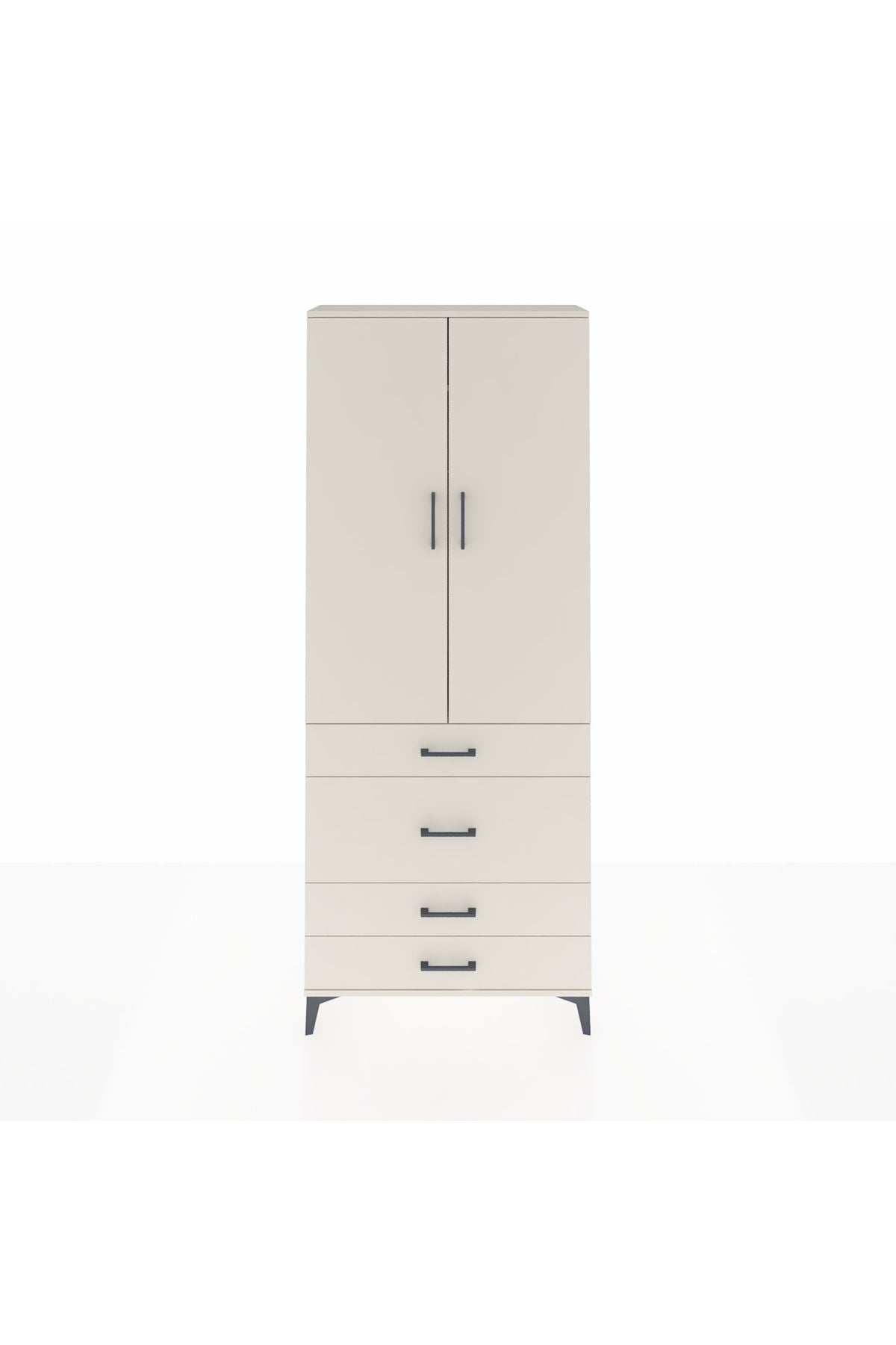 Arges Dolap 2 Raflı 4 Çekmeceli Tek Askılı 88x30x221 - S30M097V1A