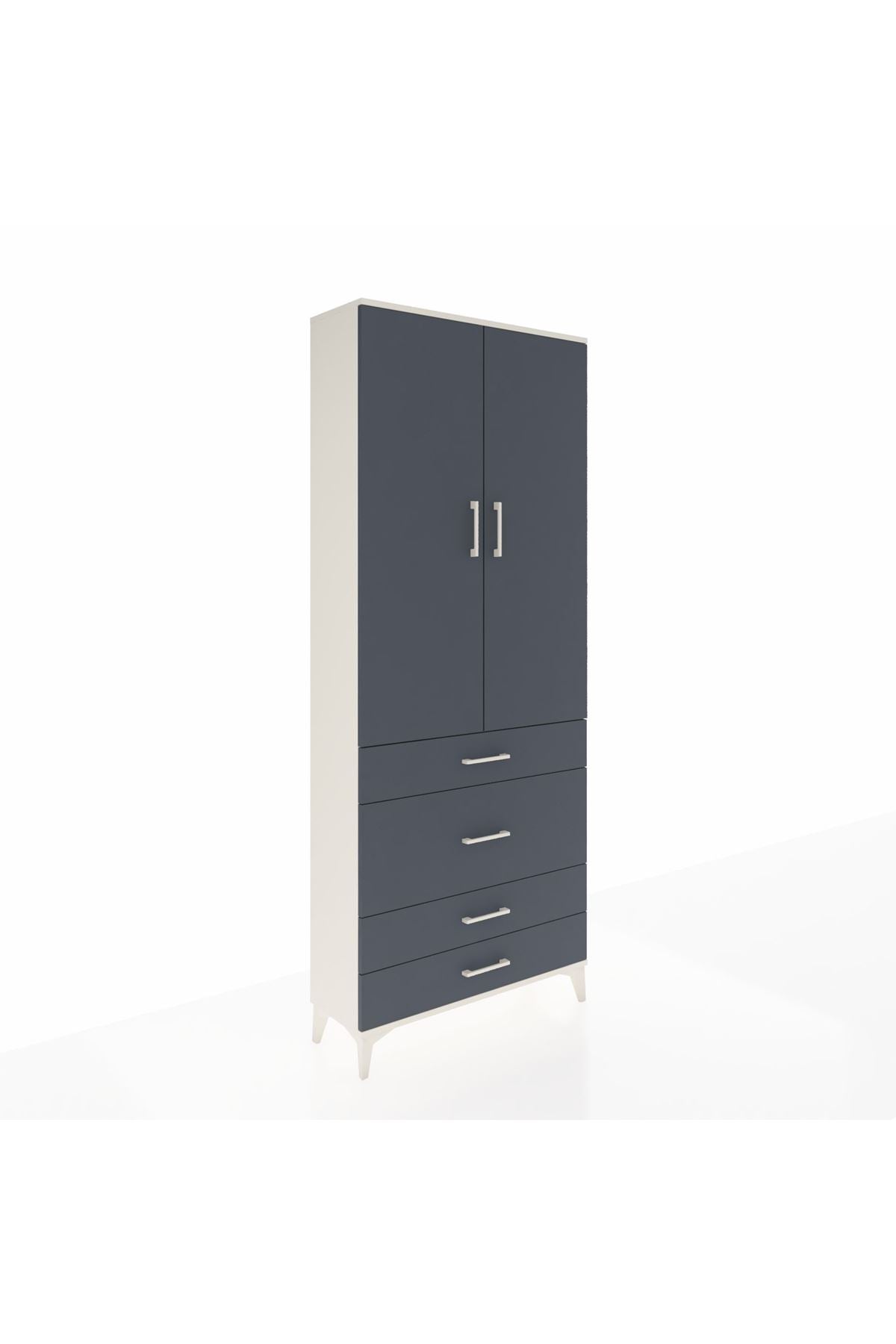 Arges Dolap 2 Raflı 4 Çekmeceli Tek Askılı 88x30x221 - S30M097V2A
