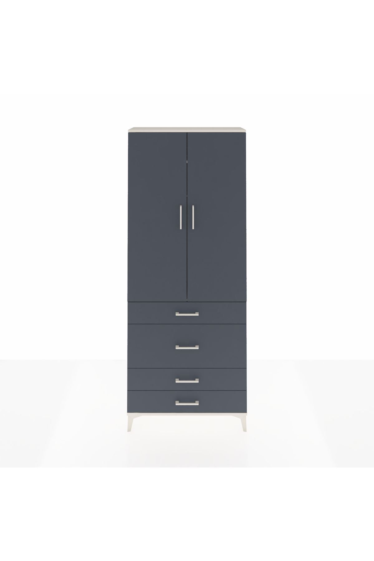 Arges Dolap 2 Raflı 4 Çekmeceli Tek Askılı 88x30x221 - S30M097V2A