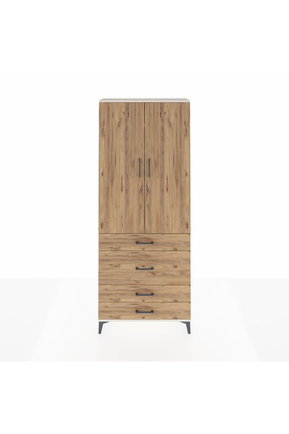 Arges Dolap 2 Raflı 4 Çekmeceli Tek Askılı 88x30x221 - S30M097V3A