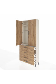Arges Dolap 2 Raflı 4 Çekmeceli Tek Askılı 88x30x221 - S30M097V3A