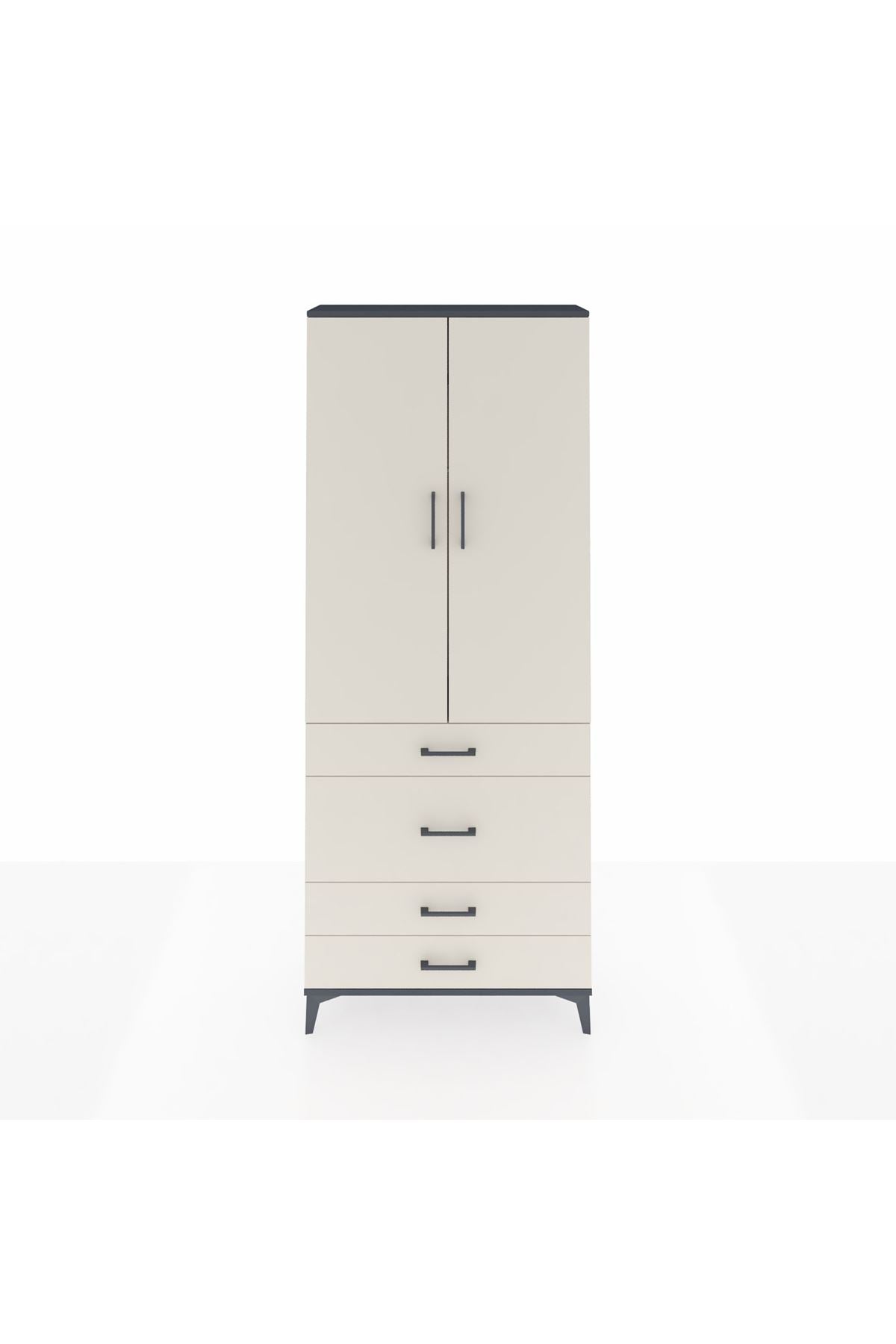 Arges Dolap 2 Raflı 4 Çekmeceli Tek Askılı 88x30x221 - S30M097V4A