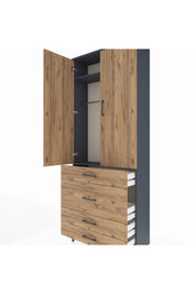 Arges Dolap 2 Raflı 4 Çekmeceli Tek Askılı 88x30x221 - S30M097V6A