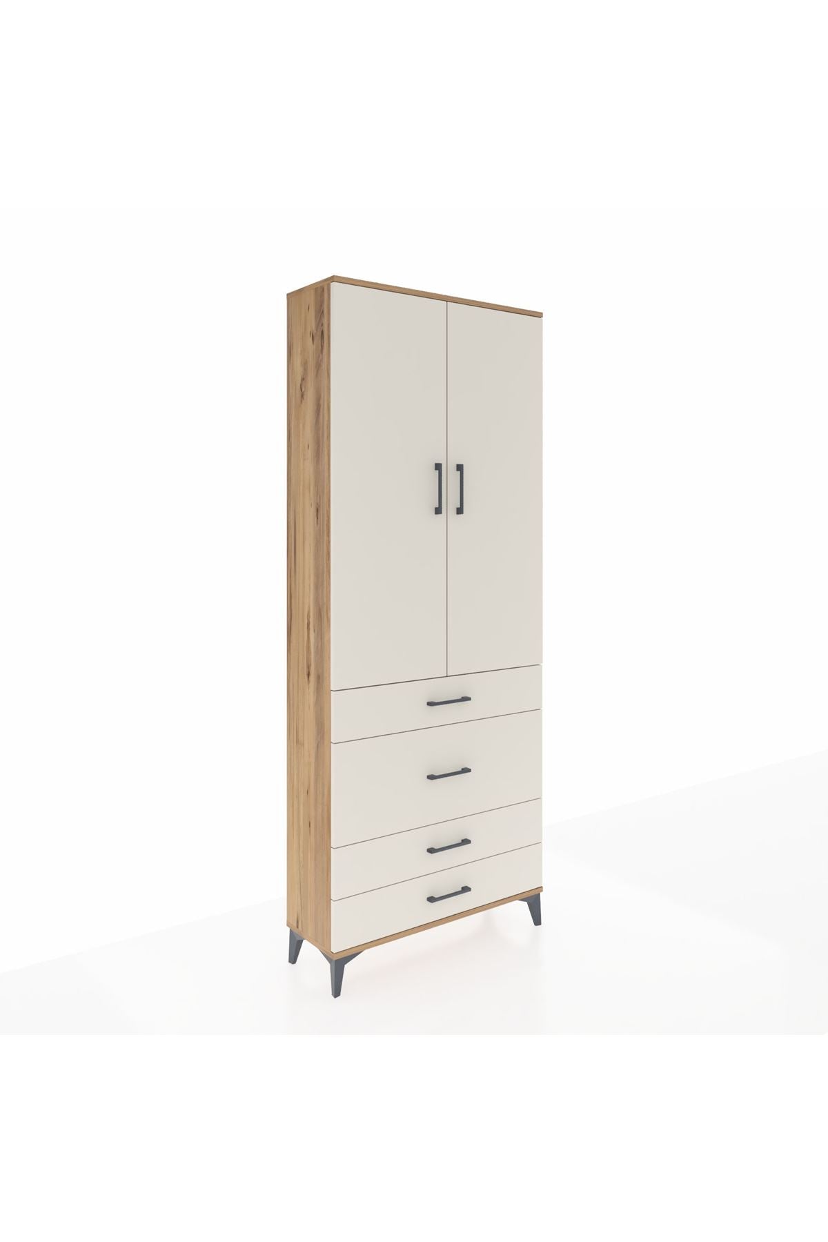 Arges Dolap 2 Raflı 4 Çekmeceli Tek Askılı 88x30x221 - S30M097V7A