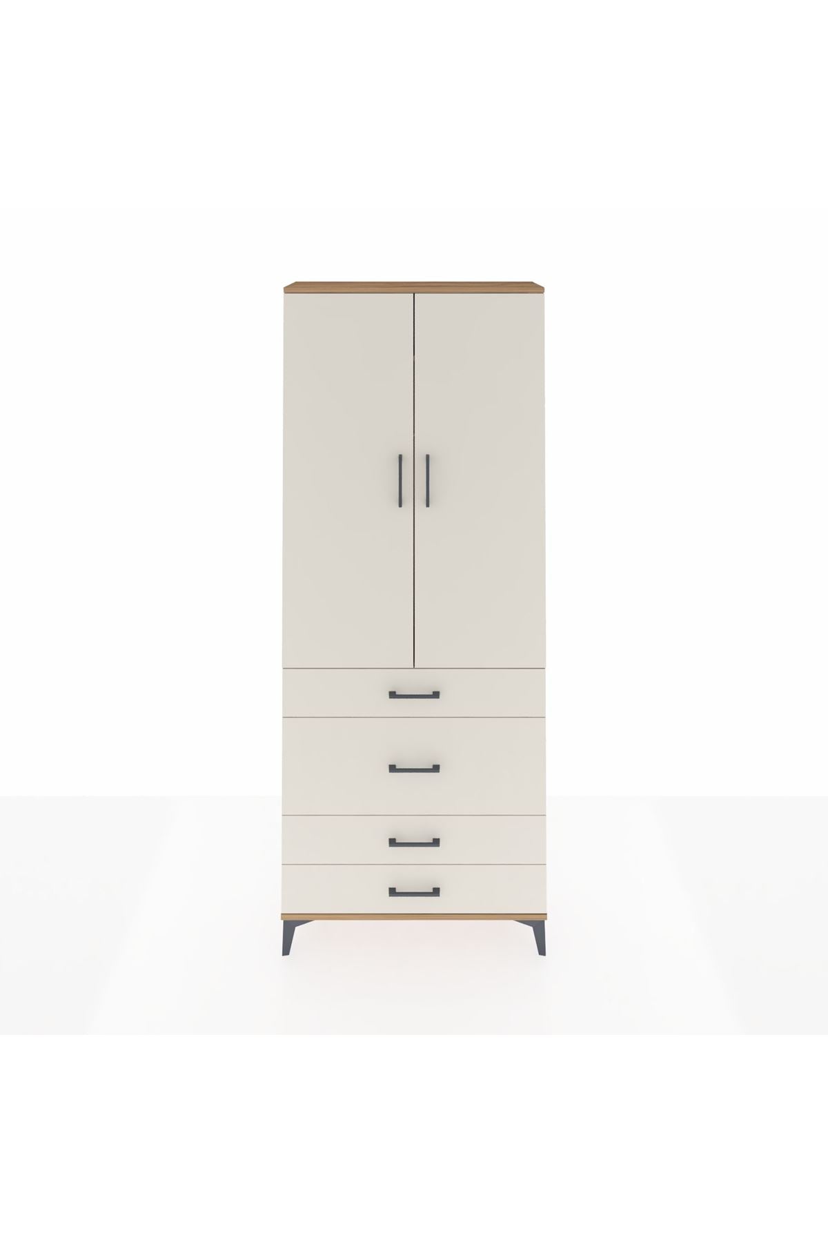 Arges Dolap 2 Raflı 4 Çekmeceli Tek Askılı 88x30x221 - S30M097V7A