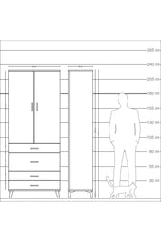 Arges Dolap 2 Raflı 4 Çekmeceli Tek Askılı 88x30x221 - S30M097V7A