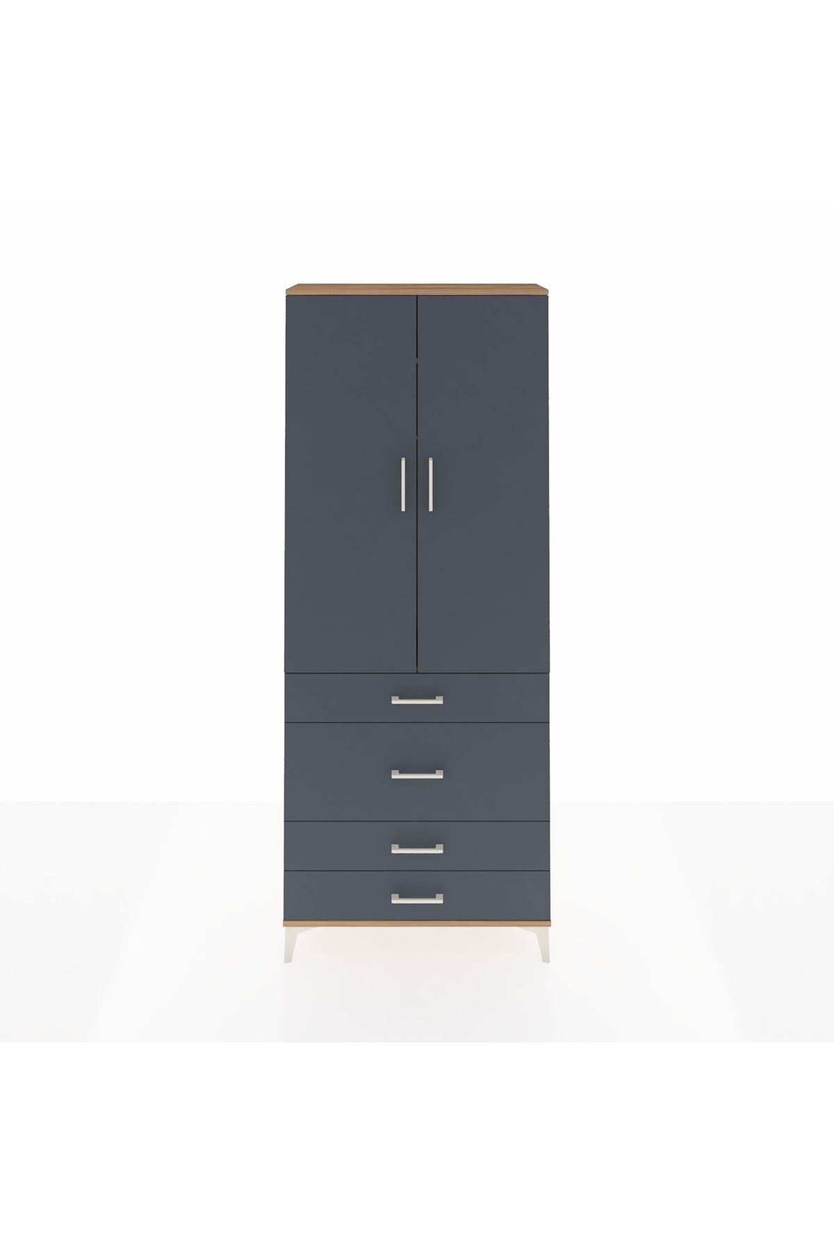 Arges Dolap 2 Raflı 4 Çekmeceli Tek Askılı 88x30x221 - S30M097V8A