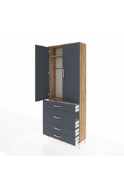 Arges Dolap 2 Raflı 4 Çekmeceli Tek Askılı 88x30x221 - S30M097V8A