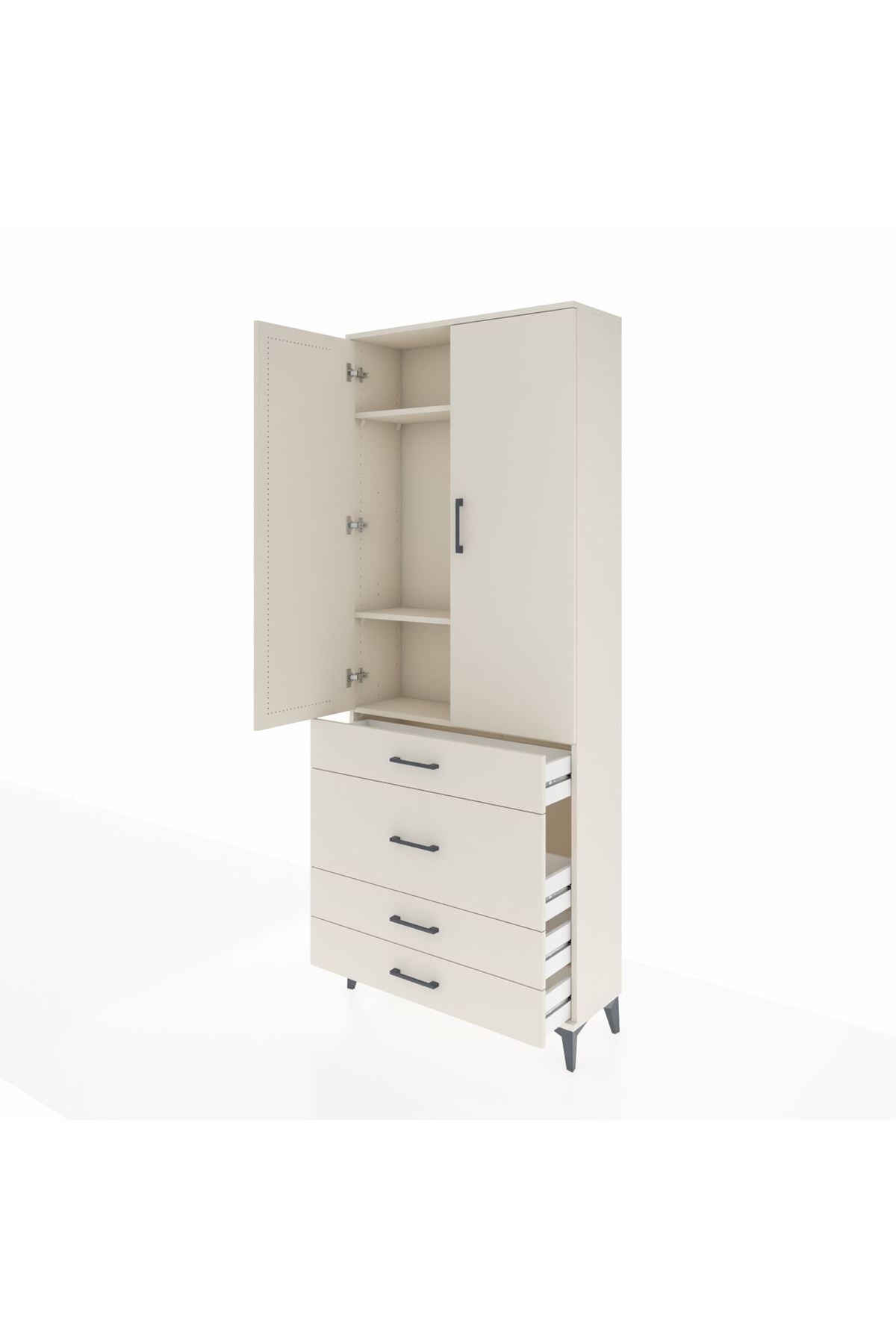 Arges Dolap 3 Raflı 4 Çekmeceli 2 Kapaklı 88x30x221 - S30M098V1A
