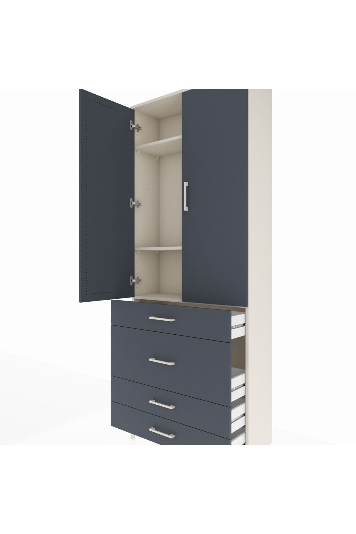 Arges Dolap 3 Raflı 4 Çekmeceli 2 Kapaklı 88x30x221 - S30M098V2A