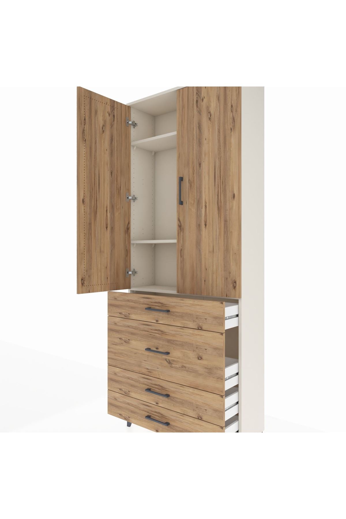 Arges Dolap 3 Raflı 4 Çekmeceli 2 Kapaklı 88x30x221 - S30M098V3A
