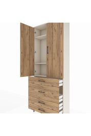 Arges Dolap 3 Raflı 4 Çekmeceli 2 Kapaklı 88x30x221 - S30M098V3A